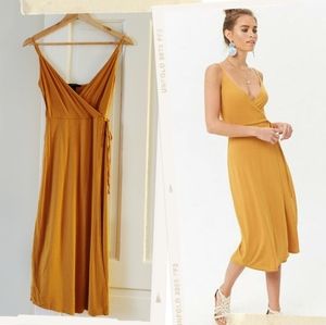 Mustard Mock Wrap Dress